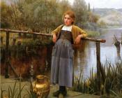 Young Girl by a Stream - 丹尼尔·李奇微爵士